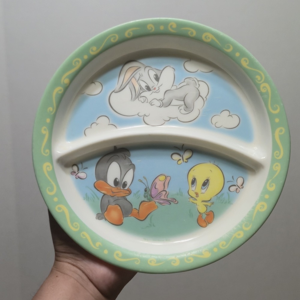 Vintage Baby Looney Tunes Plate Bugs Bunny Daffy Duck Tweety Bird 1998